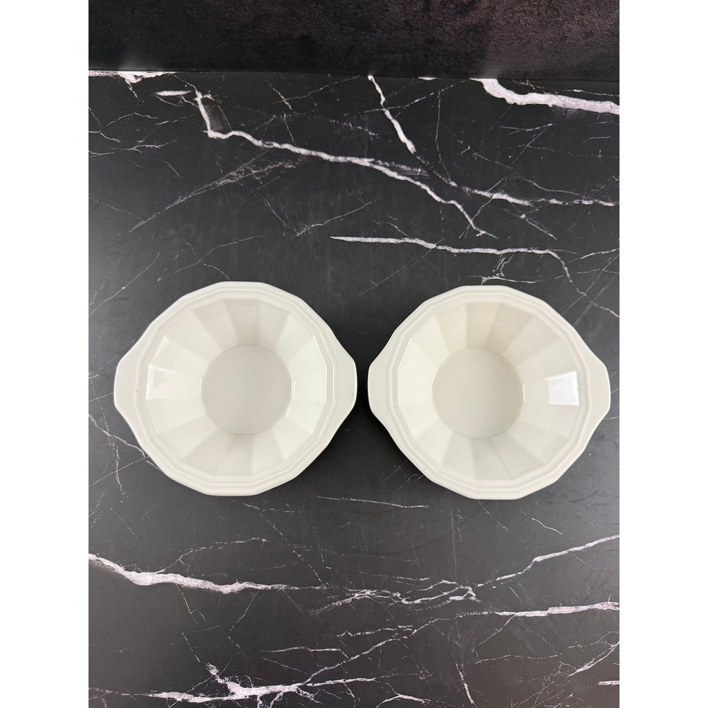 VTG PAIR (2) Homer Laughlin Colonial White Dover Pattern 6.5in Fruit Bowls